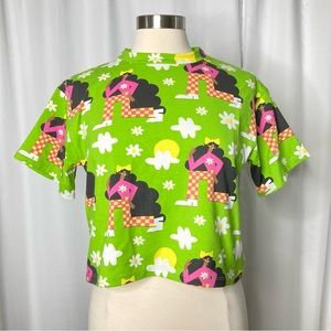 Nooworks Checkered Girl crop t-shirt in Medium